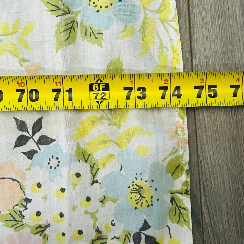 Vintage 70s Floral Fabric Sheet Pastel Daisy Pink Blue Yellow 101x74 Cottagecore